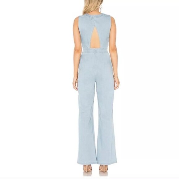 Jack by BB Dakota Suko Blue Chambray Jumpsuit Wide Leg - Picture 2 of 16